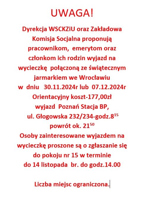 Wycieczka na Wrocławski Jarmark Bożonarodzeniowy 2024