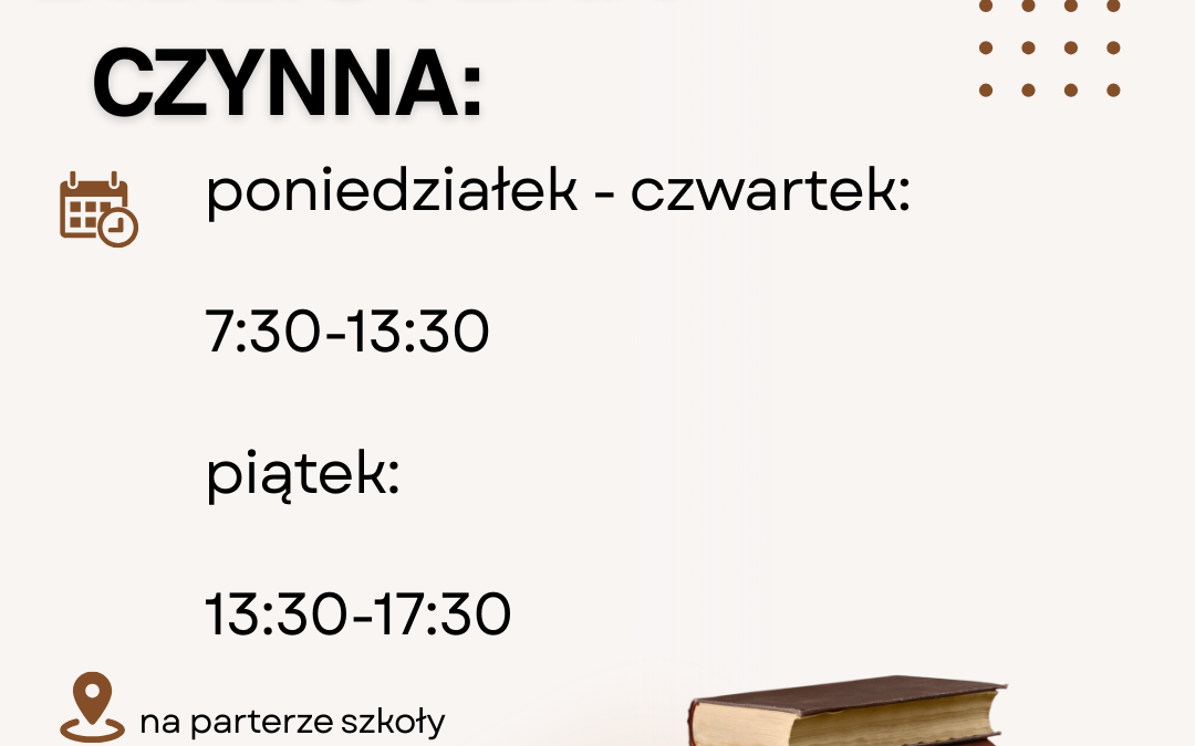 Nowe godziny pracy biblioteki.